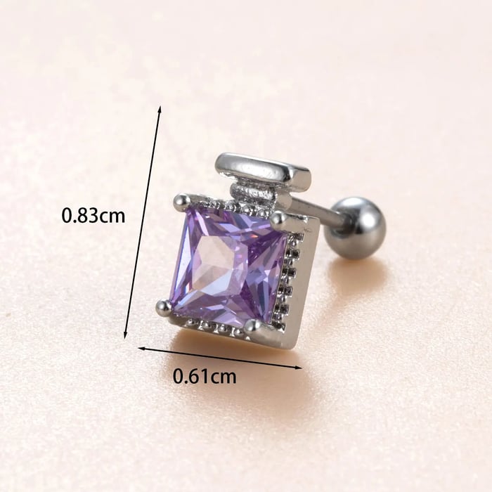 1 Piece Simple Series Classic Square Titanium Steel Silver Color Material Zircon Women's Stud Earrings 